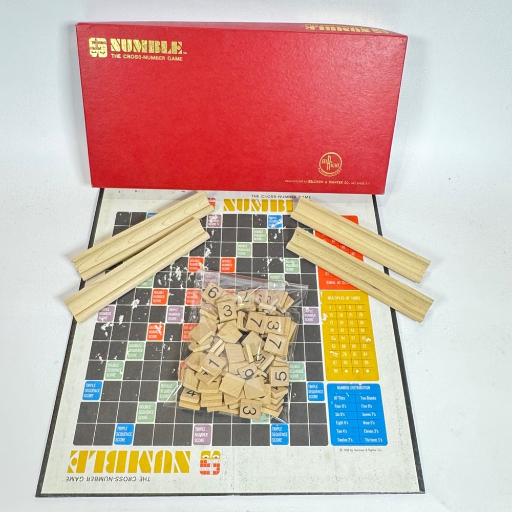 Vintage 1968 Numble The Cross-Number Game Selchow & Righter Math Board Game